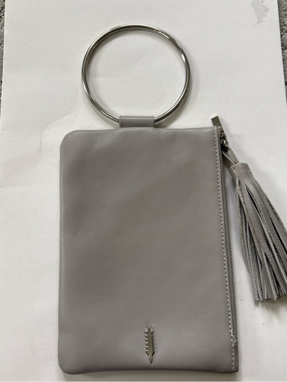 Thacker Tassel Zip Wristlet in Gray